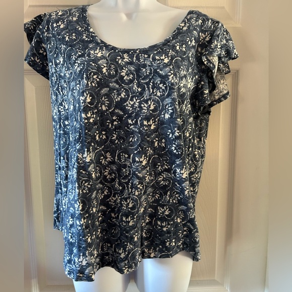 Lauren Ralph Lauren Floral Blue Women's Cotton Top - Picture 1 of 5